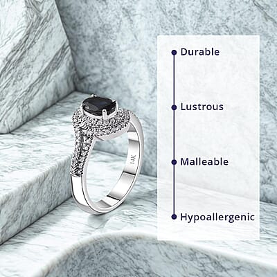 Luxoro 14K White Gold AAA Monte Belo Indicolite and G-H I2 Diamond Ring (Size 12.0) 4.35 Grams 1.00 ctw