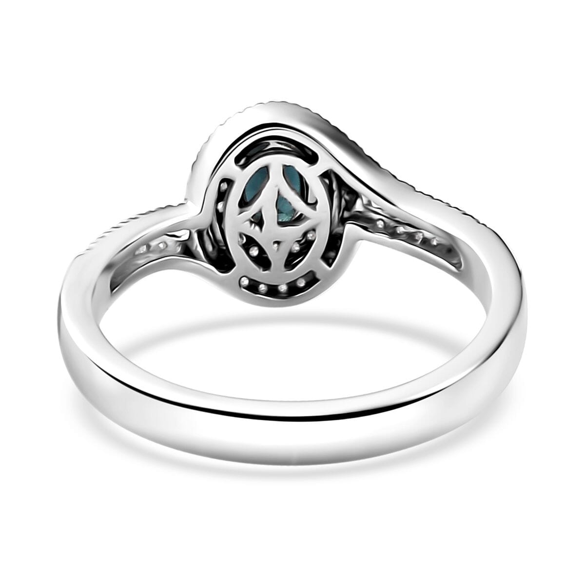 Luxoro 14K White Gold AAA Monte Belo Indicolite and G-H I2 Diamond Ring (Size 9.0) 4.35 Grams 1.00 ctw image number 4