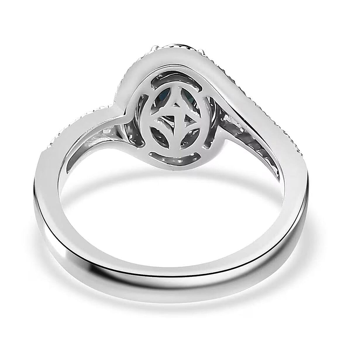Luxoro 14K White Gold AAA Monte Belo Indicolite and G-H I2 Diamond Ring (Size 9.0) 4.35 Grams 1.00 ctw image number 6