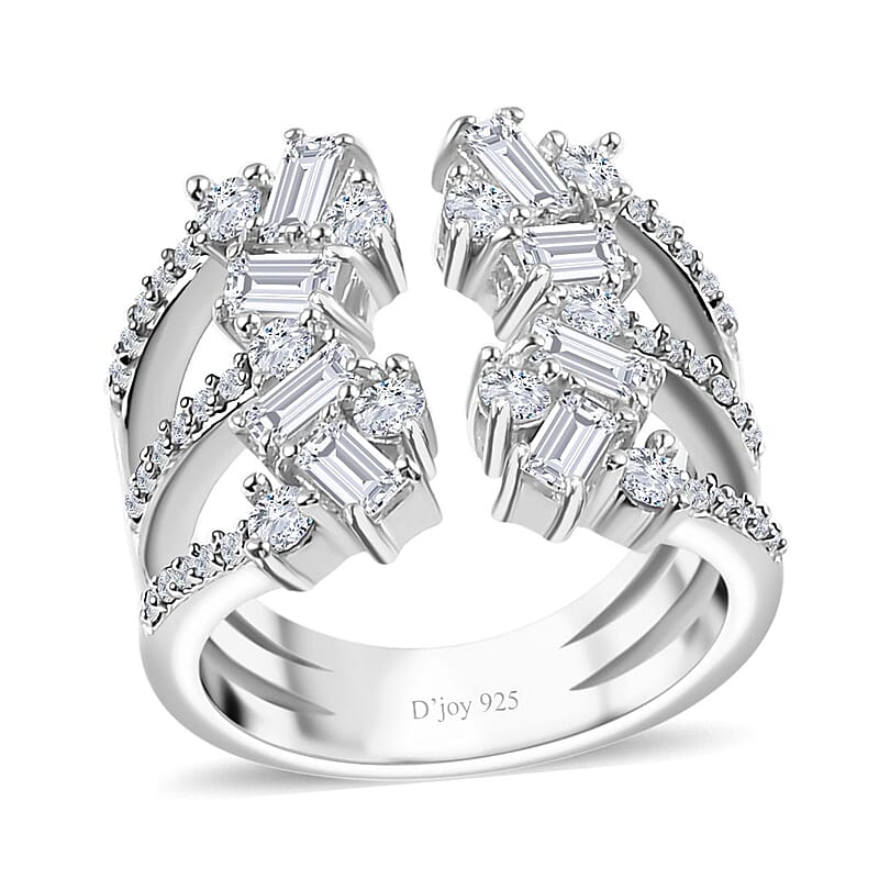 Moissanite 1.50 ctw Ring in Platinum Over Sterling Silver (Size 6.0) 