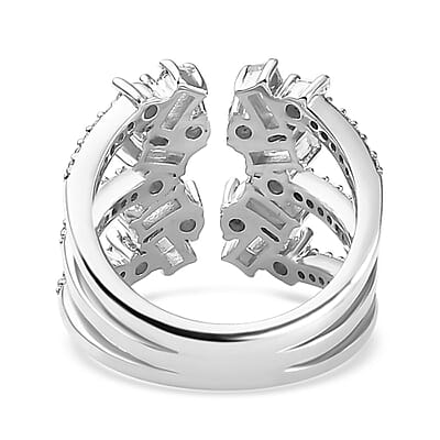 Moissanite 1.50 ctw Ring in Platinum Over Sterling Silver (Size 6.0) 