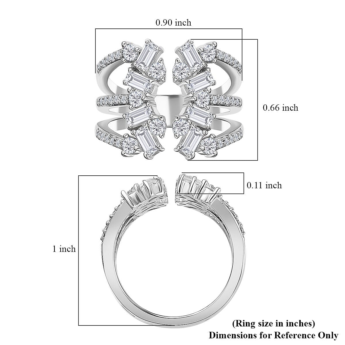Moissanite 1.50 ctw Ring in Platinum Over Sterling Silver (Size 6.0) 