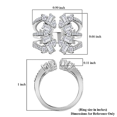 Moissanite 1.50 ctw Ring in Platinum Over Sterling Silver (Size 6.0) 