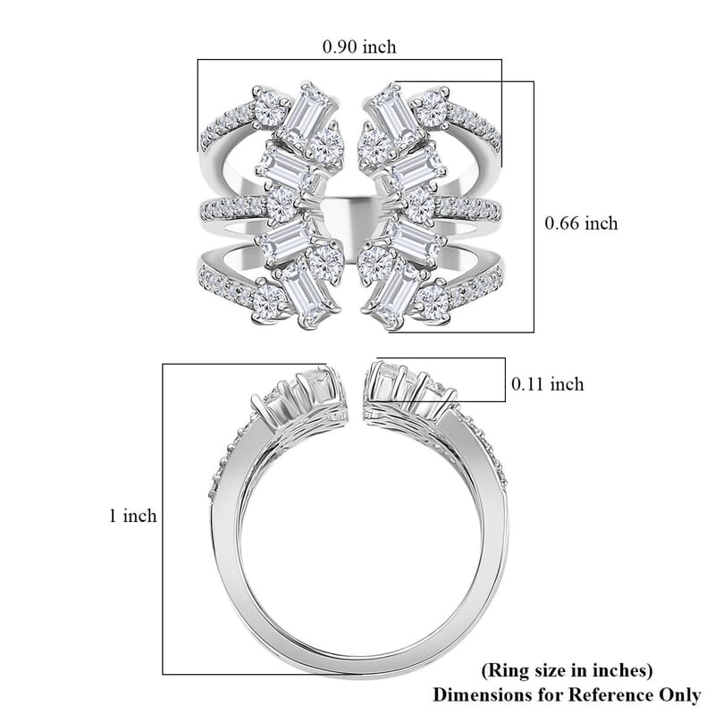 Moissanite 1.50 ctw Ring in Platinum Over Sterling Silver (Size 6.0) 