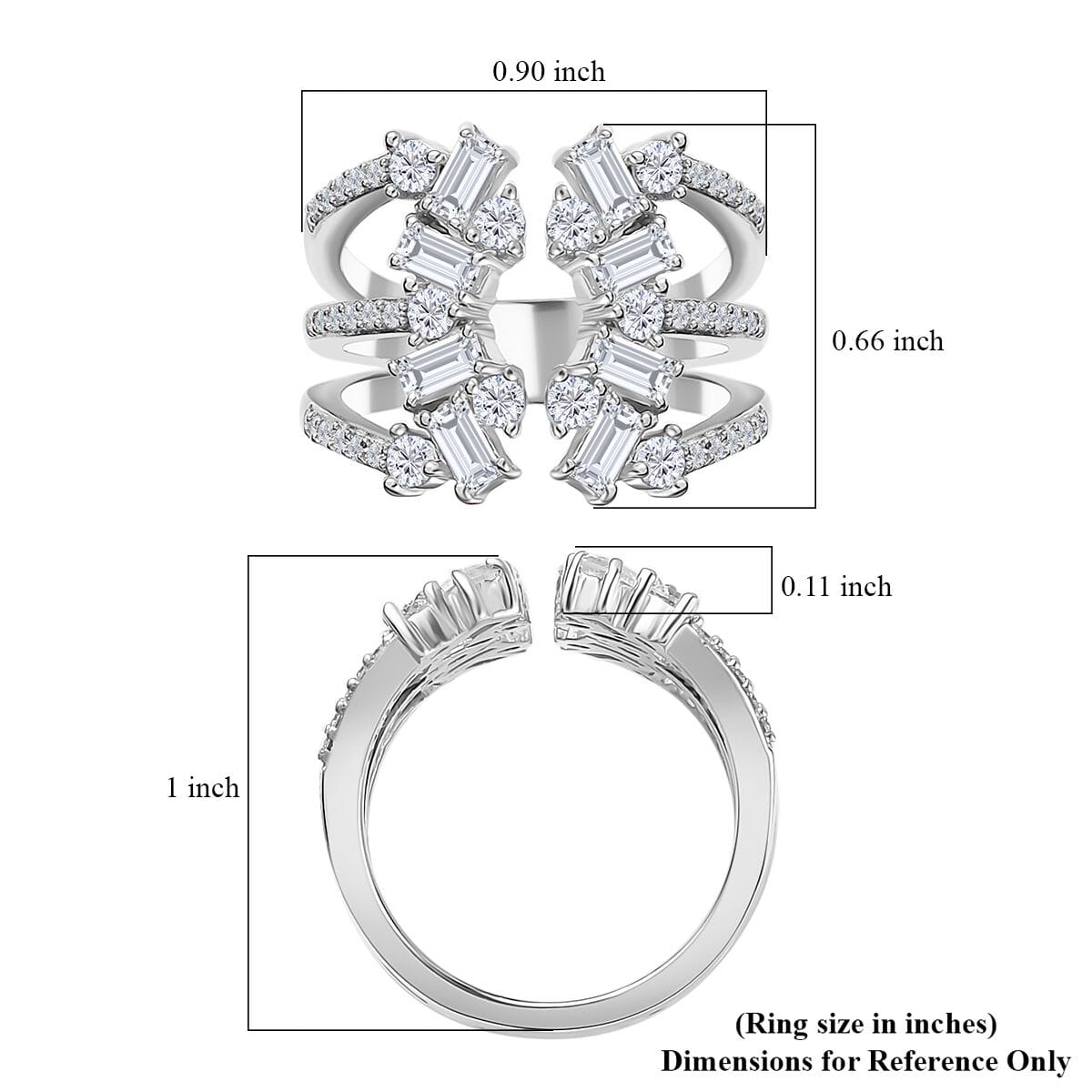 Moissanite 1.50 ctw Ring in Platinum Over Sterling Silver (Size 9.0) image number 5
