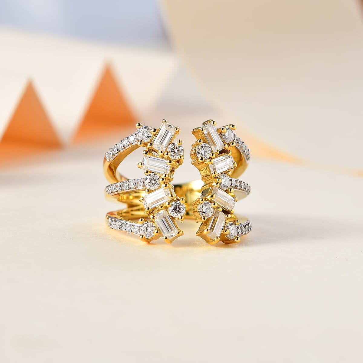 Moissanite 1.50 ctw Ring in 14K Yellow Gold Over Sterling Silver (Size 6.0) image number 1