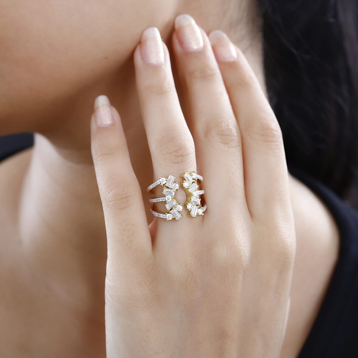 Moissanite 1.50 ctw Ring in 14K Yellow Gold Over Sterling Silver (Size 6.0) image number 2