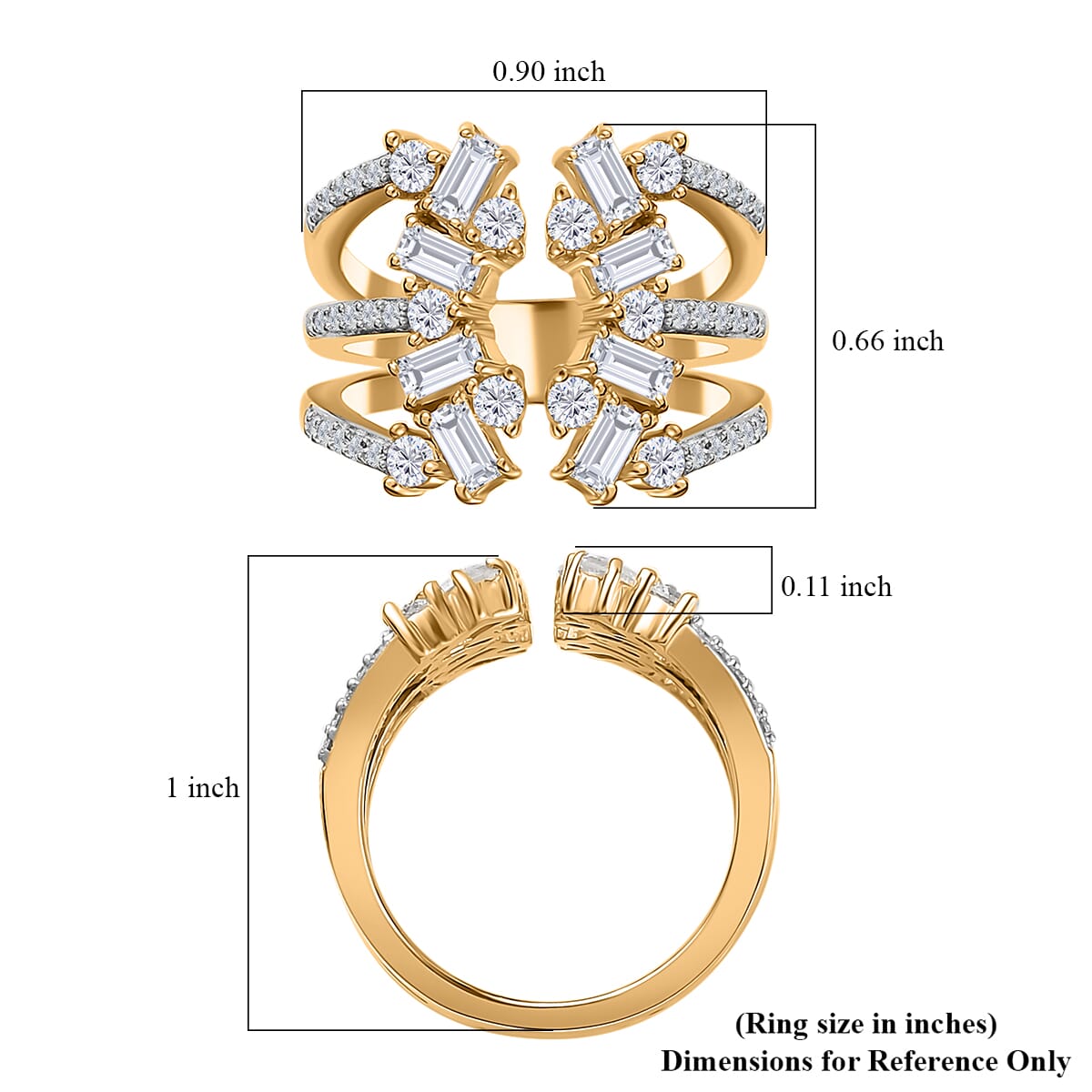 Moissanite 1.50 ctw Ring in 14K Yellow Gold Over Sterling Silver (Size 6.0) image number 5