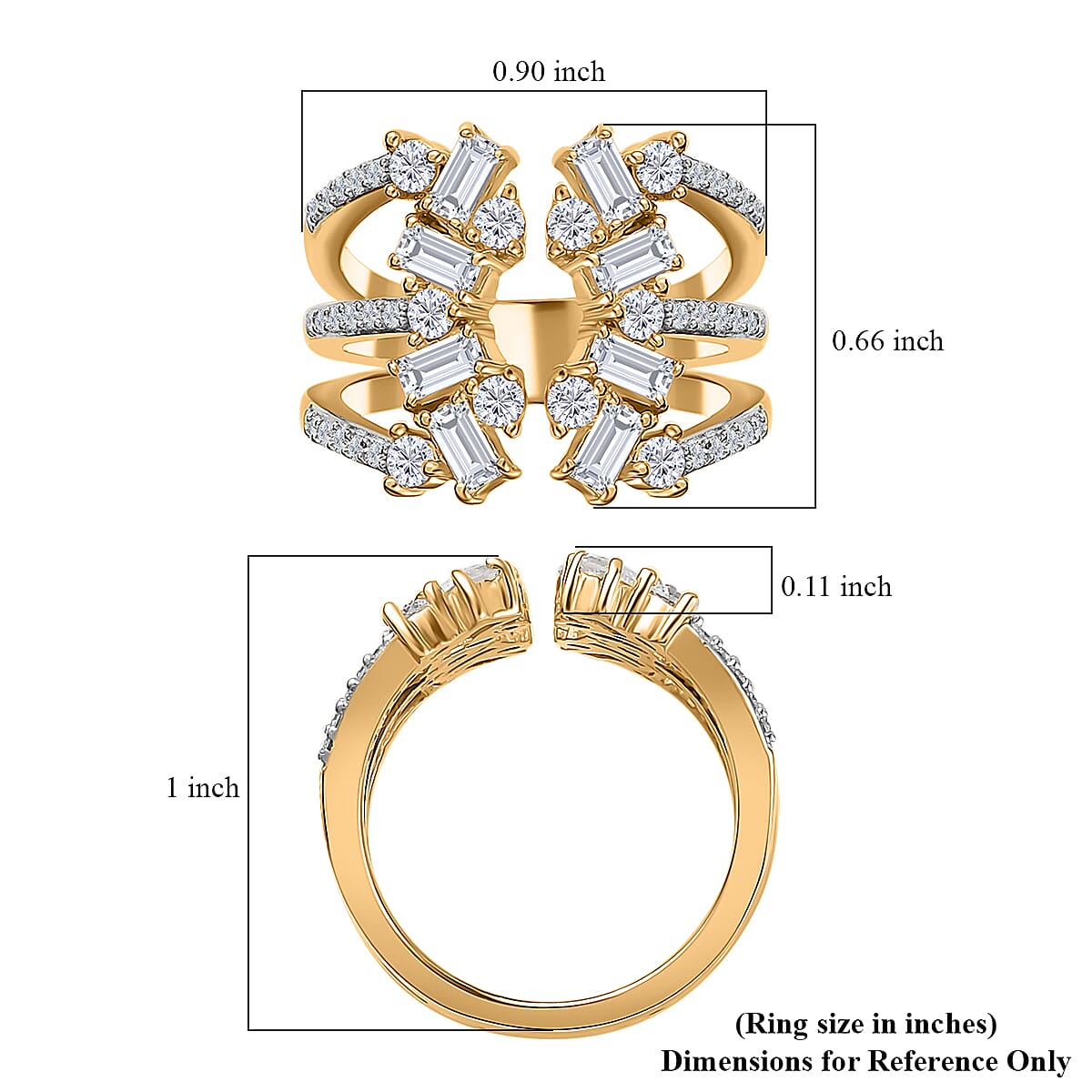 Moissanite 1.50 ctw Ring in 14K Yellow Gold Over Sterling Silver (Size 7.0) image number 5