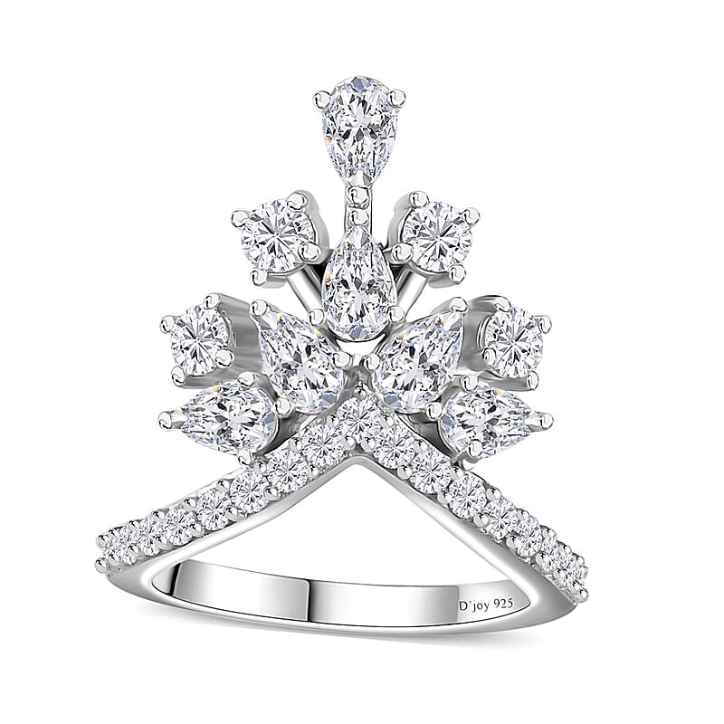 Moissanite Ring in Platinum Over Sterling Silver (Size 6.0) 2.10 ctw