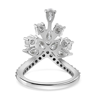 Moissanite Ring in Platinum Over Sterling Silver (Size 6.0) 2.10 ctw