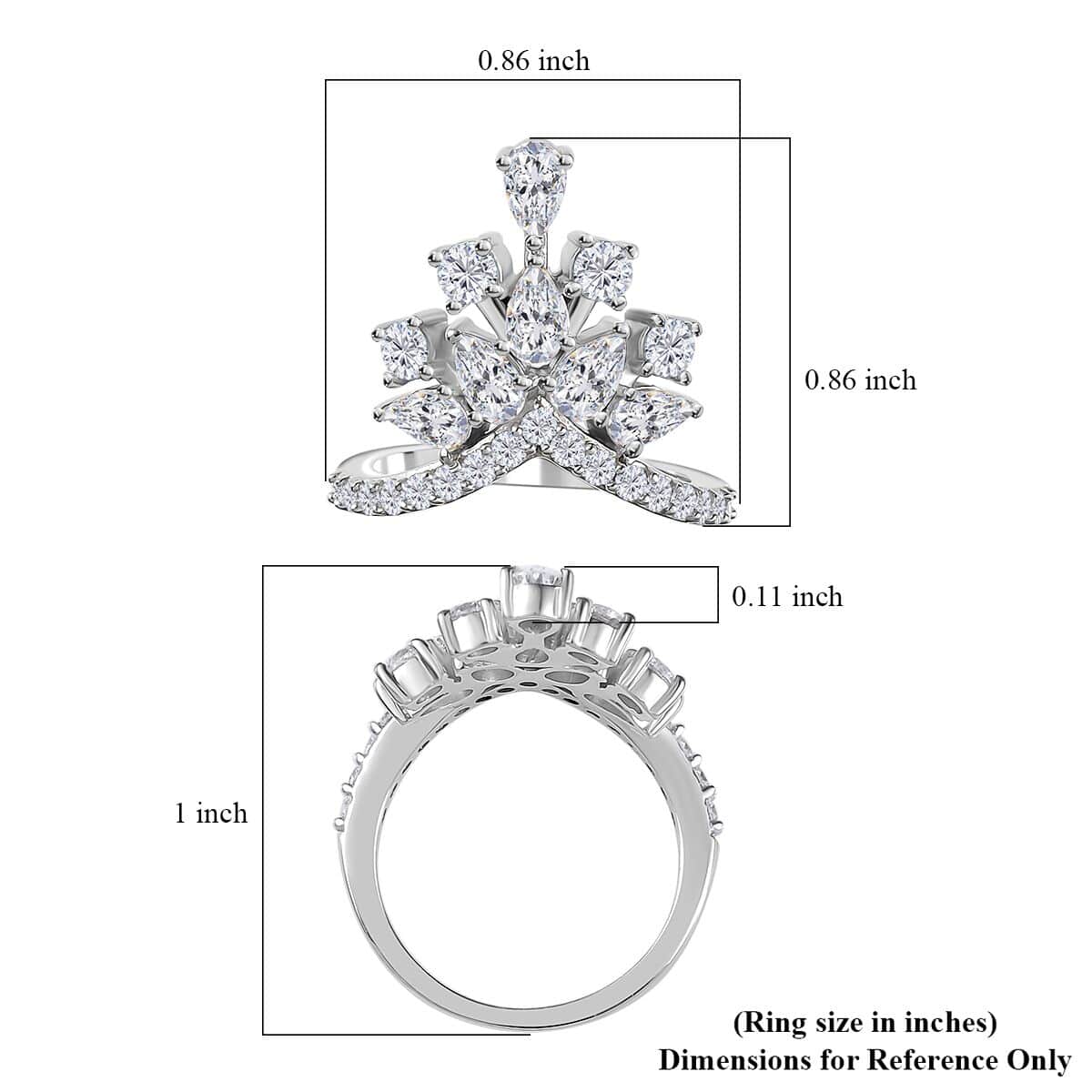 Moissanite Ring in Platinum Over Sterling Silver (Size 6.0) 2.10 ctw image number 5