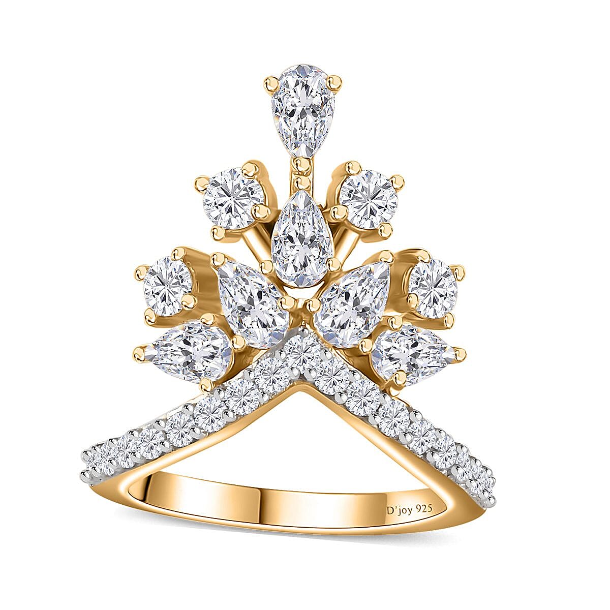 Moissanite Ring in 14K Yellow Gold Over Sterling Silver (Size 8.0) 2.10 ctw image number 0