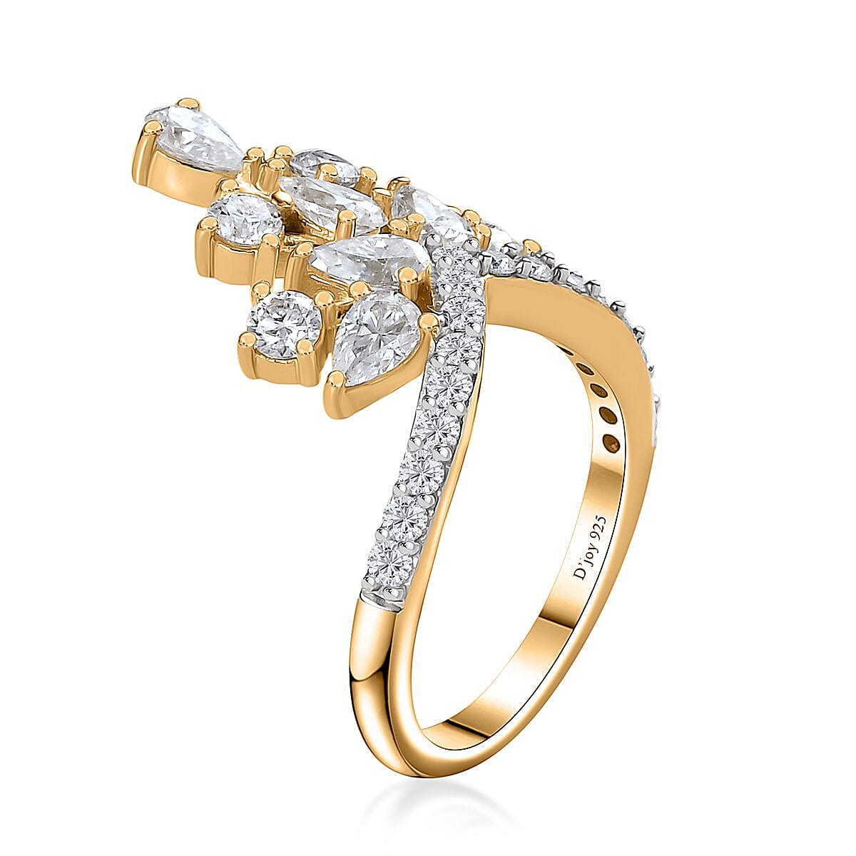 Moissanite Ring in 14K Yellow Gold Over Sterling Silver (Size 8.0) 2.10 ctw image number 3