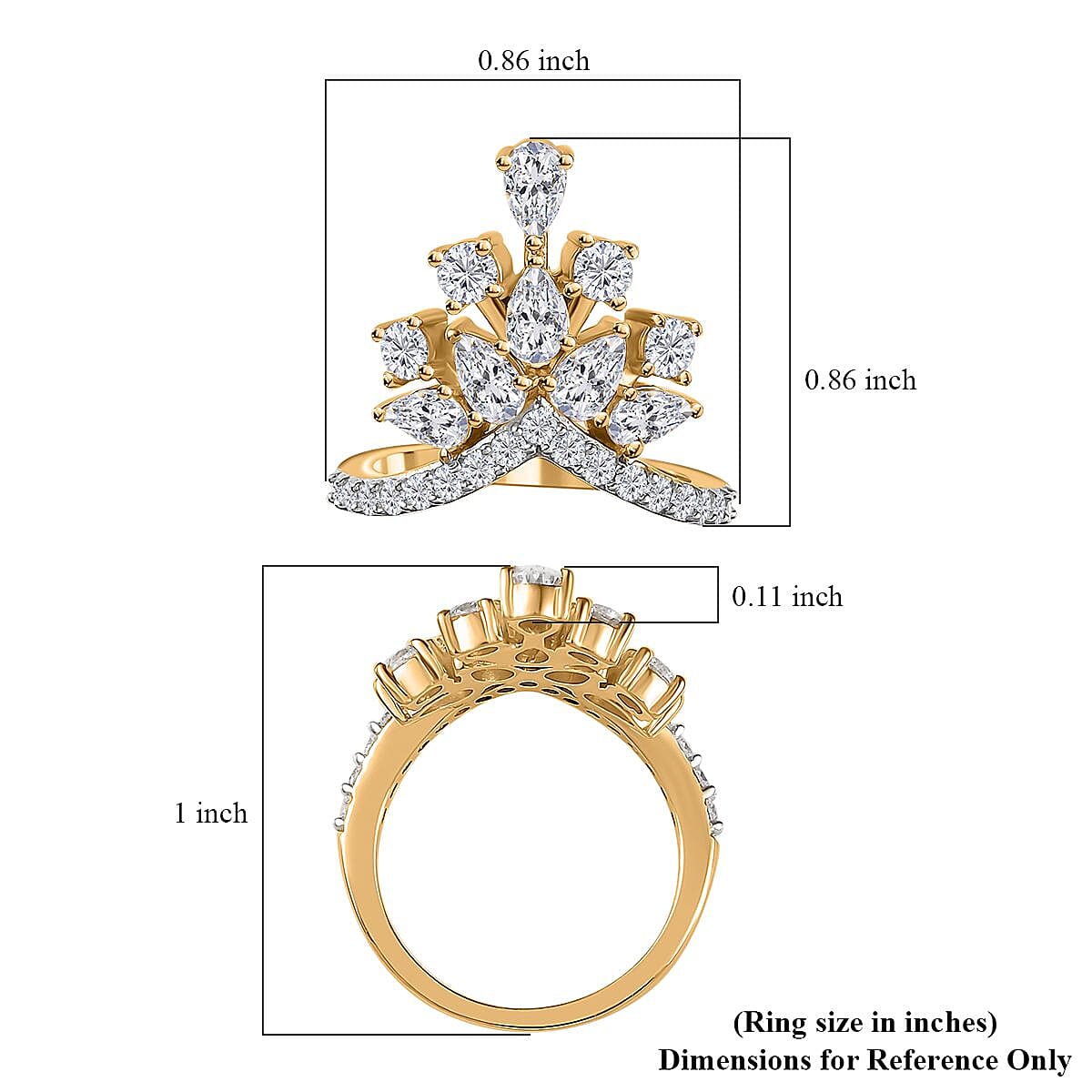 Moissanite Ring in 14K Yellow Gold Over Sterling Silver (Size 8.0) 2.10 ctw image number 5
