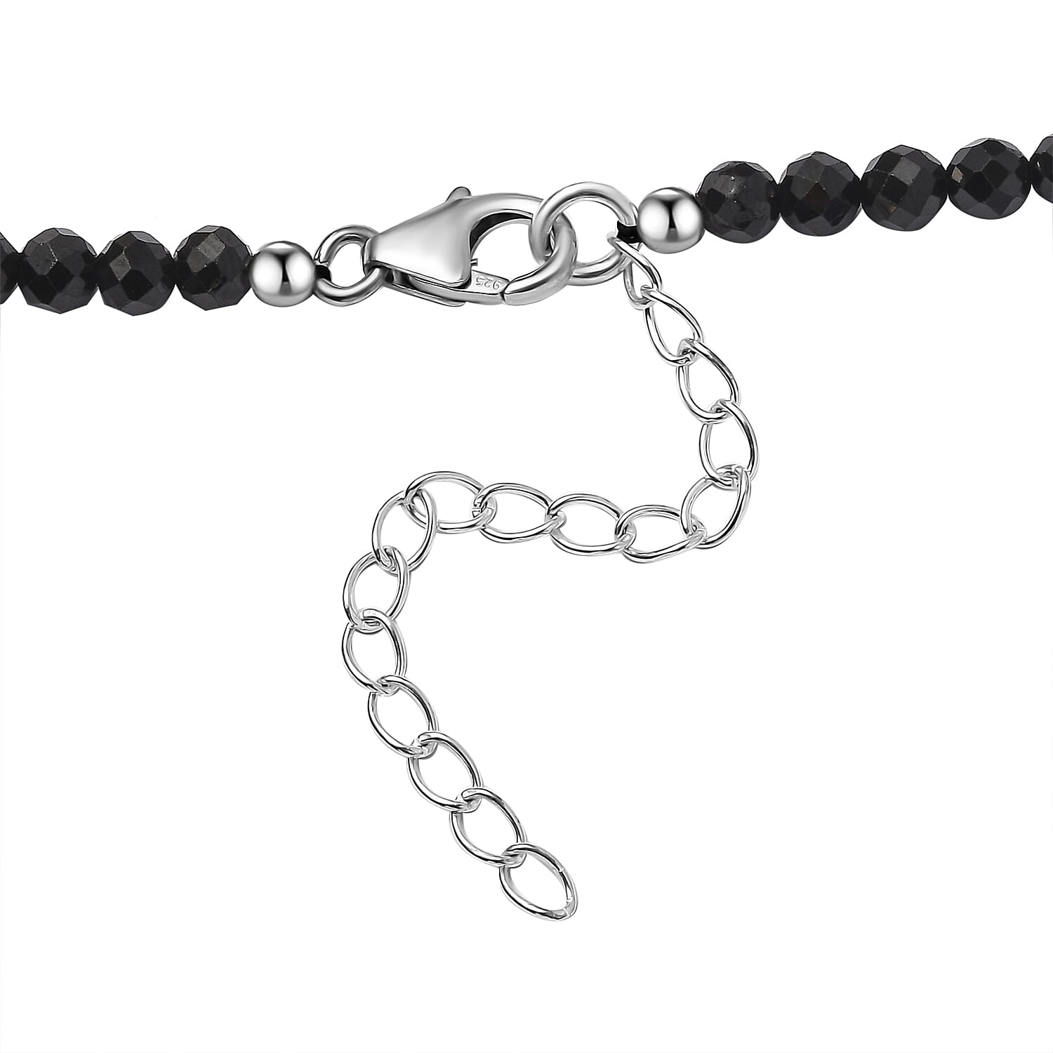 Thai Black Spinel and Multi-Tourmaline Floral Pendant with Beaded Necklace 18-20 Inches in Platinum Over Sterling Silver 97.10 ctw