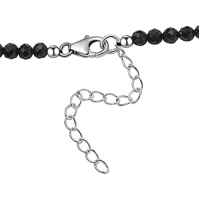 Thai Black Spinel and Multi-Tourmaline Floral Pendant with Beaded Necklace 18-20 Inches in Platinum Over Sterling Silver 97.10 ctw