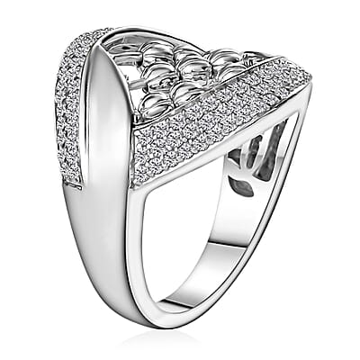 Moissanite 1.00 ctw Ring in Platinum Over Sterling Silver (Size 6.0)