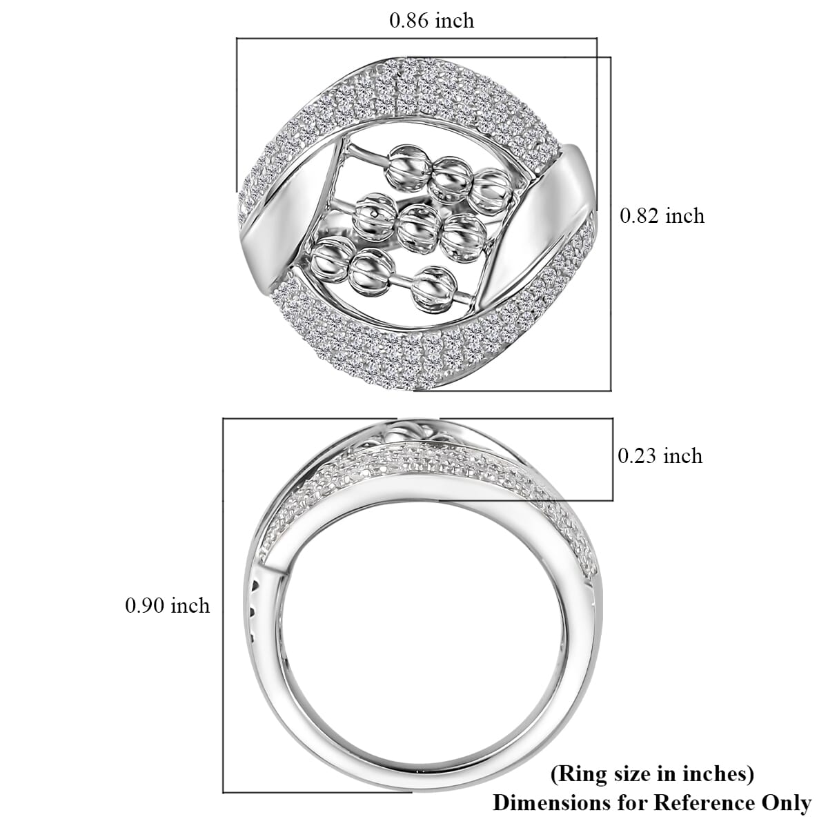 Moissanite 1.00 ctw Ring in Platinum Over Sterling Silver (Size 6.0) image number 5