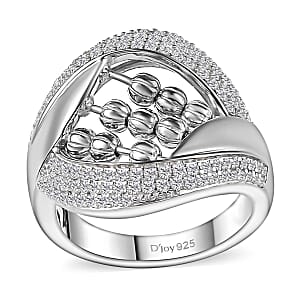 Moissanite 1.00 ctw Ring in Platinum Over Sterling Silver (Size 7.0) 