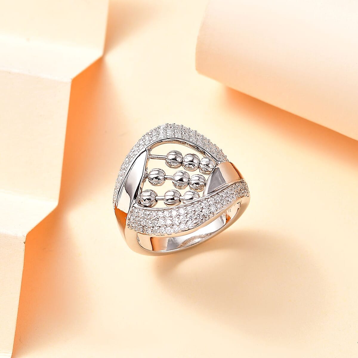 Moissanite 1.00 ctw Ring in Platinum Over Sterling Silver (Size 7.0)  image number 1