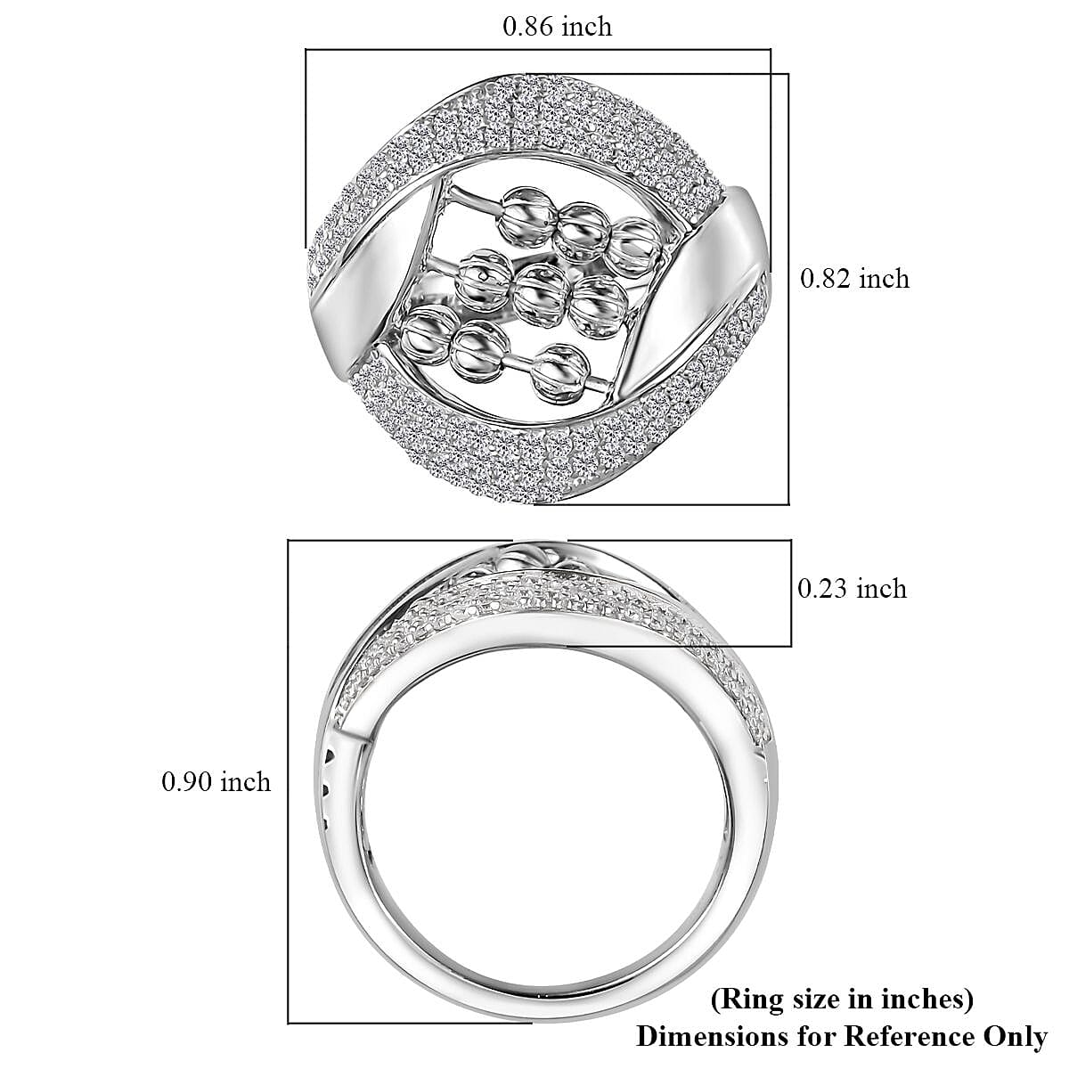 Moissanite 1.00 ctw Ring in Platinum Over Sterling Silver (Size 7.0)  image number 5