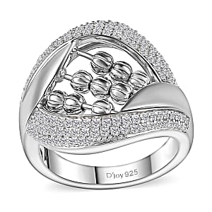 Moissanite 1.00 ctw Ring in Platinum Over Sterling Silver (Size 8.0)