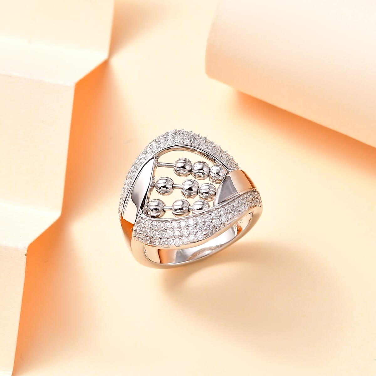 Moissanite 1.00 ctw Ring in Platinum Over Sterling Silver (Size 9.0) image number 1