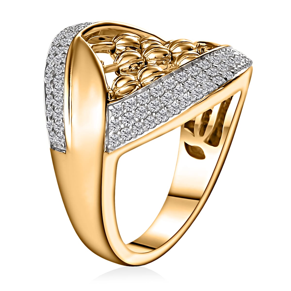Moissanite 1.00 ctw Ring in 14K Yelllow Gold Over Sterling Silver (Size 6.0) image number 3