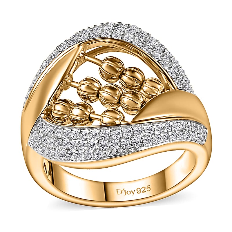 Moissanite 1.00 ctw Ring in 14K Yelllow Gold Over Sterling Silver (Size 7.0)