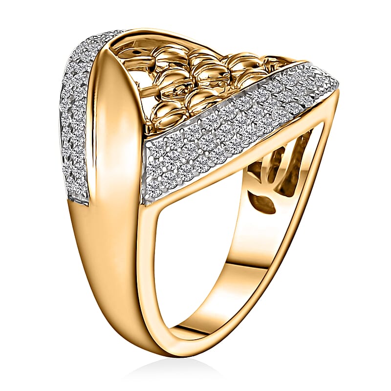 Moissanite 1.00 ctw Ring in 14K Yelllow Gold Over Sterling Silver (Size 7.0)