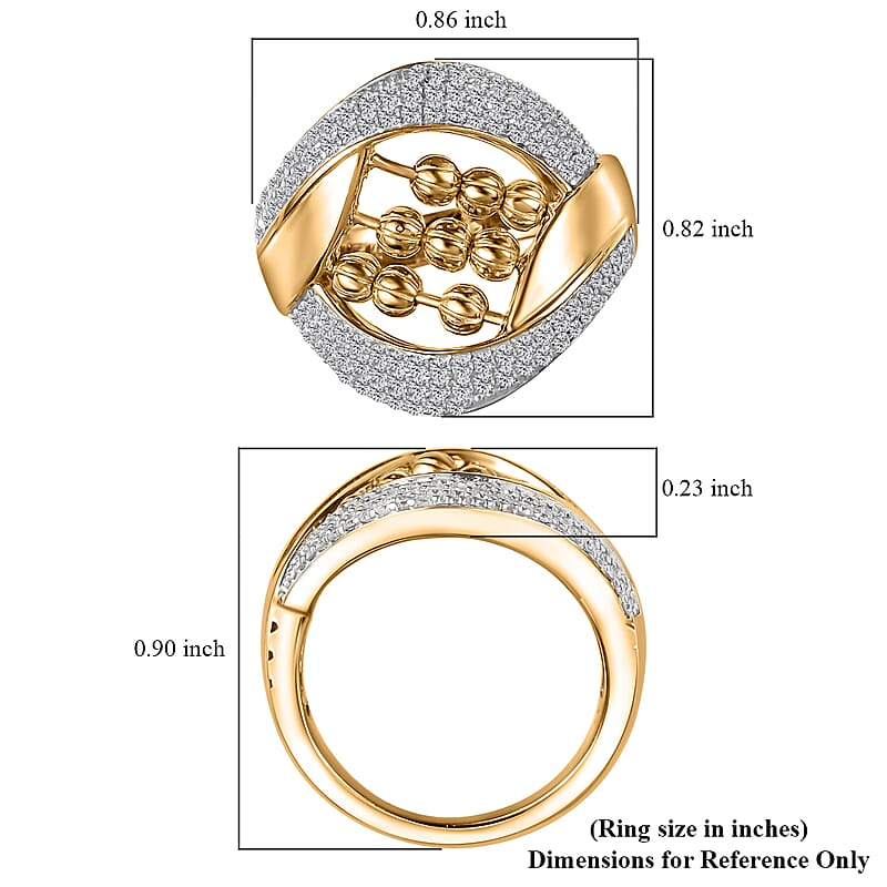 Moissanite 1.00 ctw Ring in 14K Yelllow Gold Over Sterling Silver (Size 7.0)