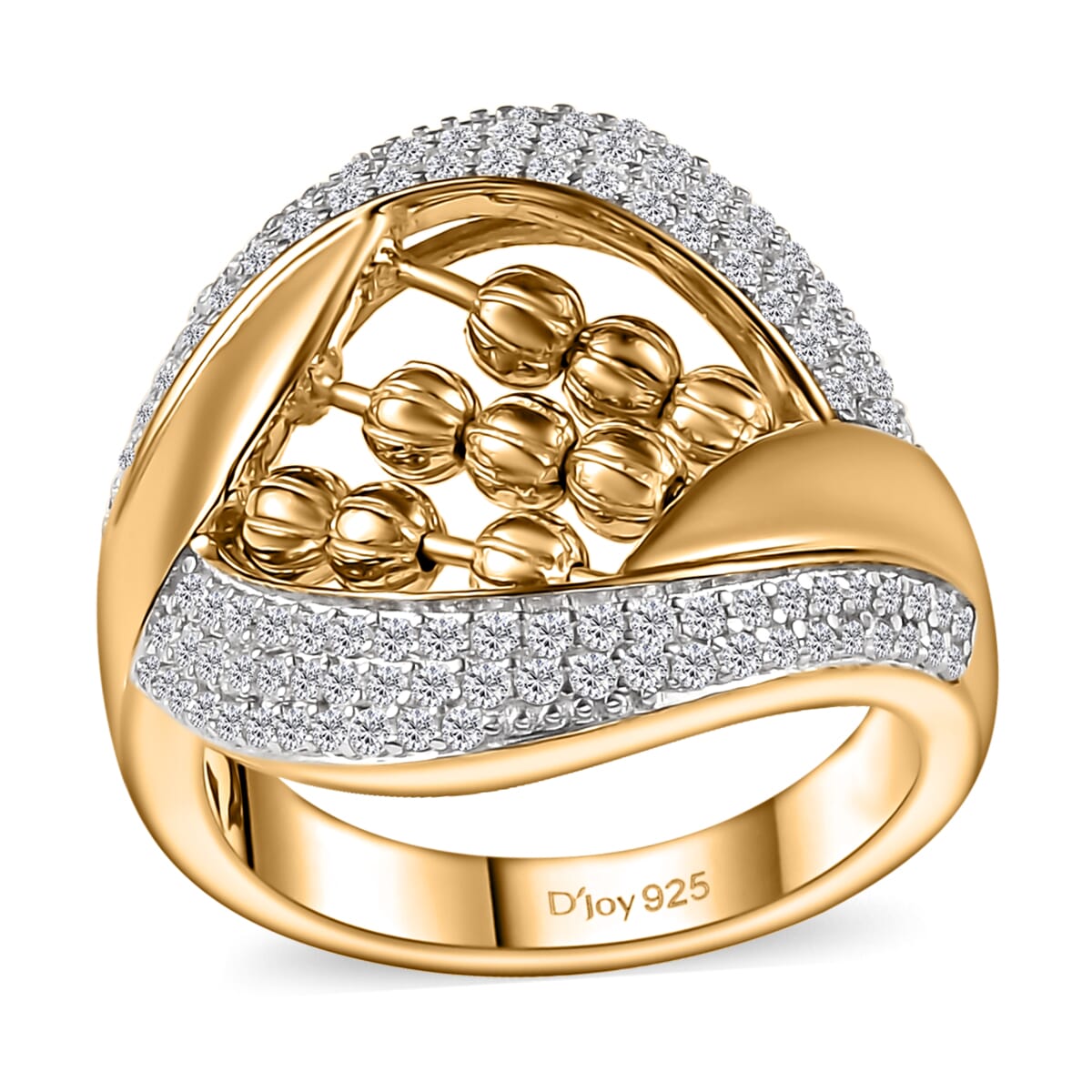 Moissanite 1.00 ctw Ring in 14K Yelllow Gold Over Sterling Silver (Size 9.0) image number 0
