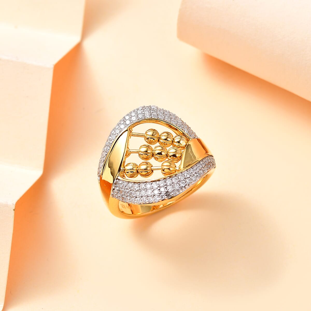 Moissanite 1.00 ctw Ring in 14K Yelllow Gold Over Sterling Silver (Size 9.0) image number 1