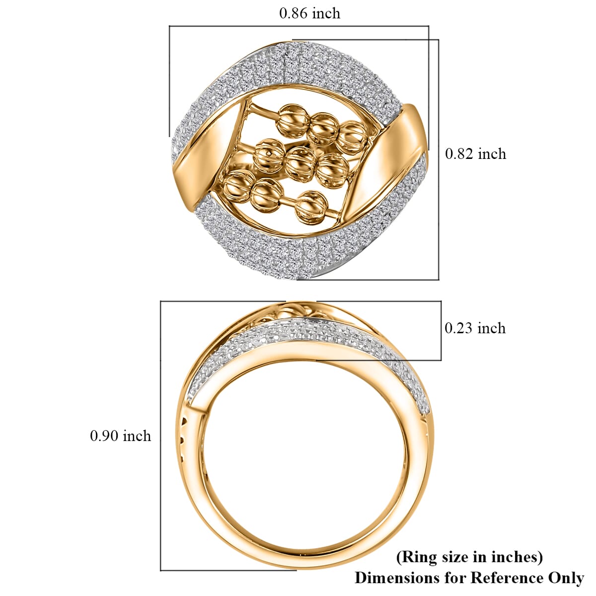 Moissanite 1.00 ctw Ring in 14K Yelllow Gold Over Sterling Silver (Size 9.0) image number 5