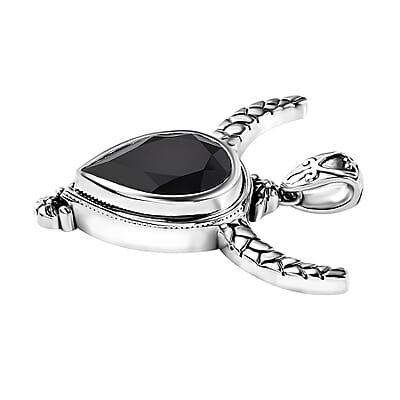 Artisan Crafted Thai Black Spinel Bull Head Pendant in Sterling Silver 11.75 ctw