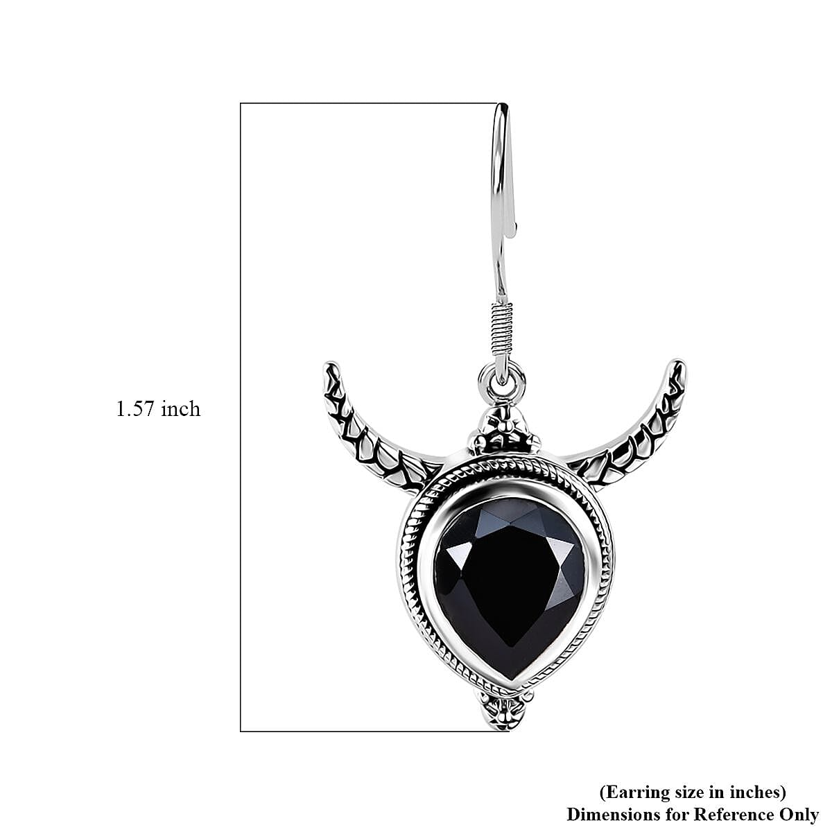 Artisan Crafted Thai Black Spinel Bull Head Dangle Earrings in Sterling Silver 10.00 ctw