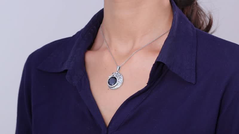 Artisan Crafted Thai Black Spinel Dragon Pendant in Sterling Silver 13.65 ctw
