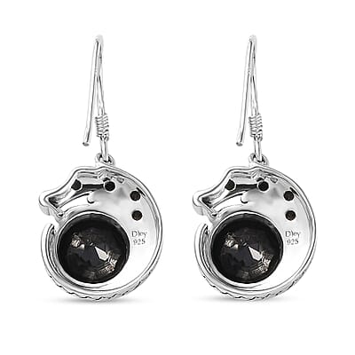 Artisan Crafted Thai Black Spinel Dragon Earrings in Sterling Silver 9.20 ctw