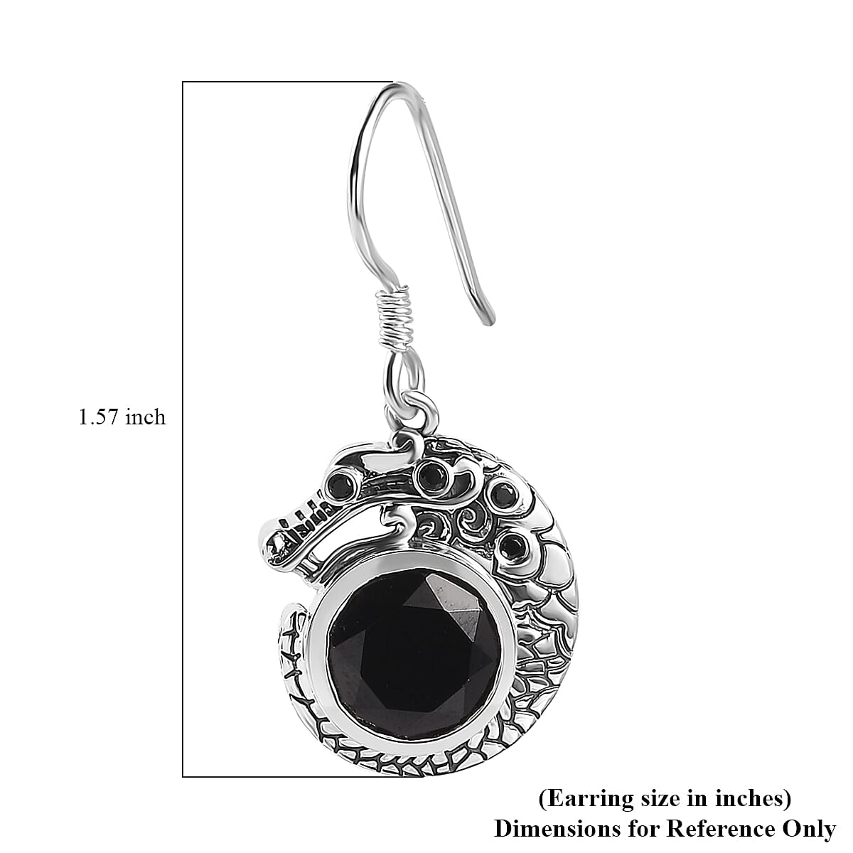 Artisan Crafted Thai Black Spinel Dragon Earrings in Sterling Silver 9.20 ctw image number 5