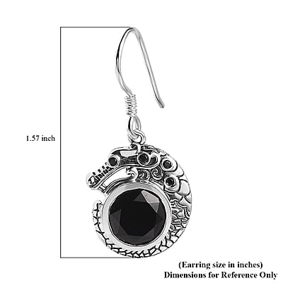 Artisan Crafted Thai Black Spinel Dragon Earrings in Sterling Silver 9.20 ctw