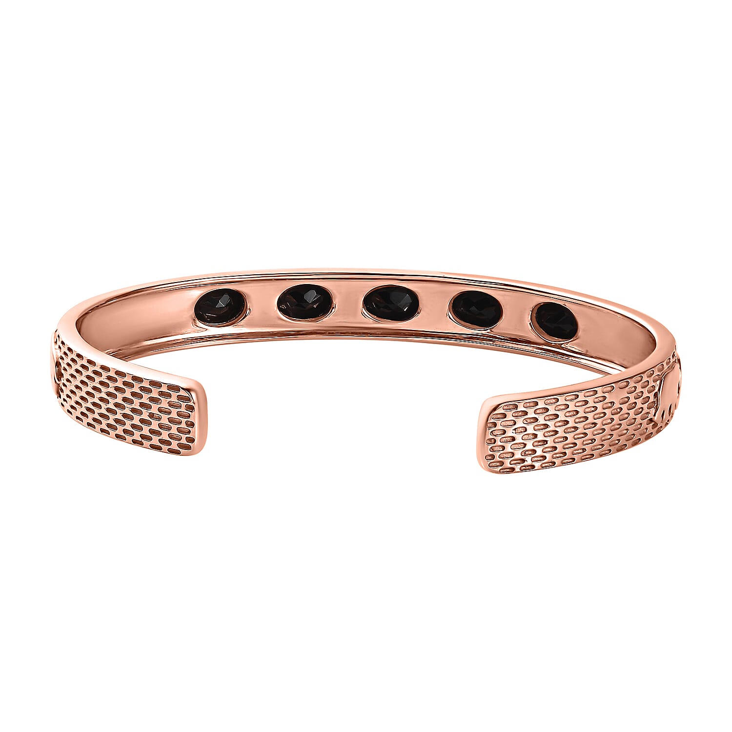 Artisan Crafted Thai Black Spinel Creature Cuff Bracelet in 14K Rose Gold Over Copper with Magnet (7.25 In) 7.80 ctw