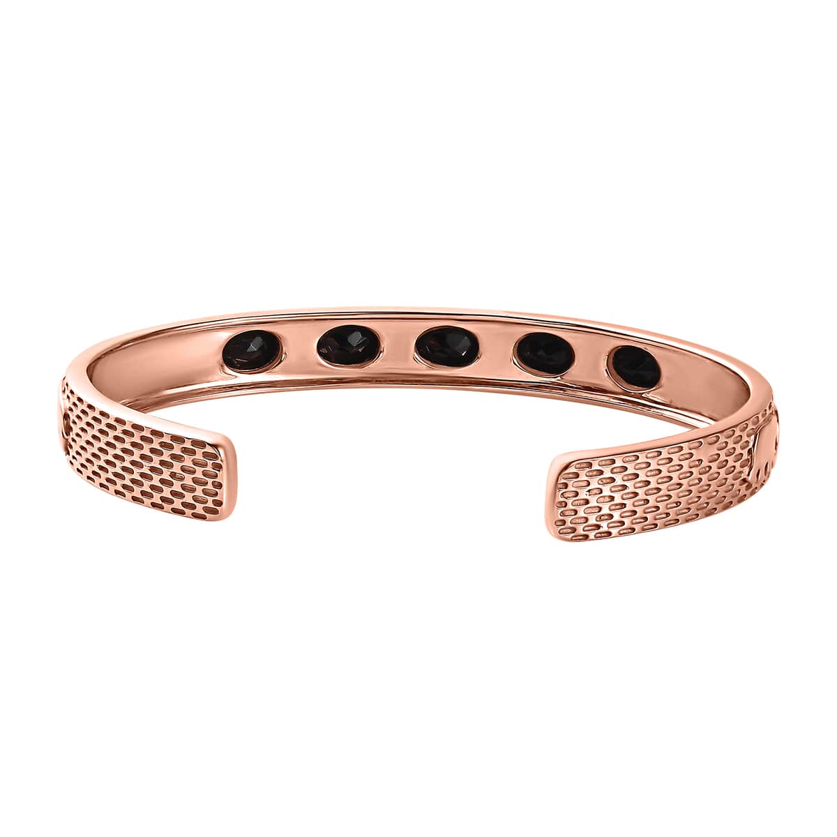 Artisan Crafted Thai Black Spinel Creature Cuff Bracelet in 14K Rose Gold Over Copper with Magnet (7.25 In) 7.80 ctw image number 4