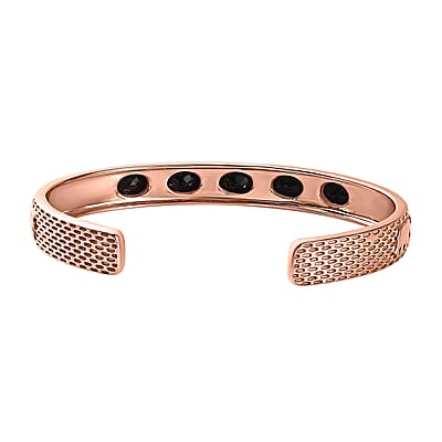 Artisan Crafted Thai Black Spinel Creature Cuff Bracelet in 14K Rose Gold Over Copper with Magnet (7.25 In) 7.80 ctw
