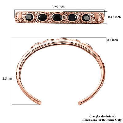Artisan Crafted Thai Black Spinel Creature Cuff Bracelet in 14K Rose Gold Over Copper with Magnet (7.25 In) 7.80 ctw
