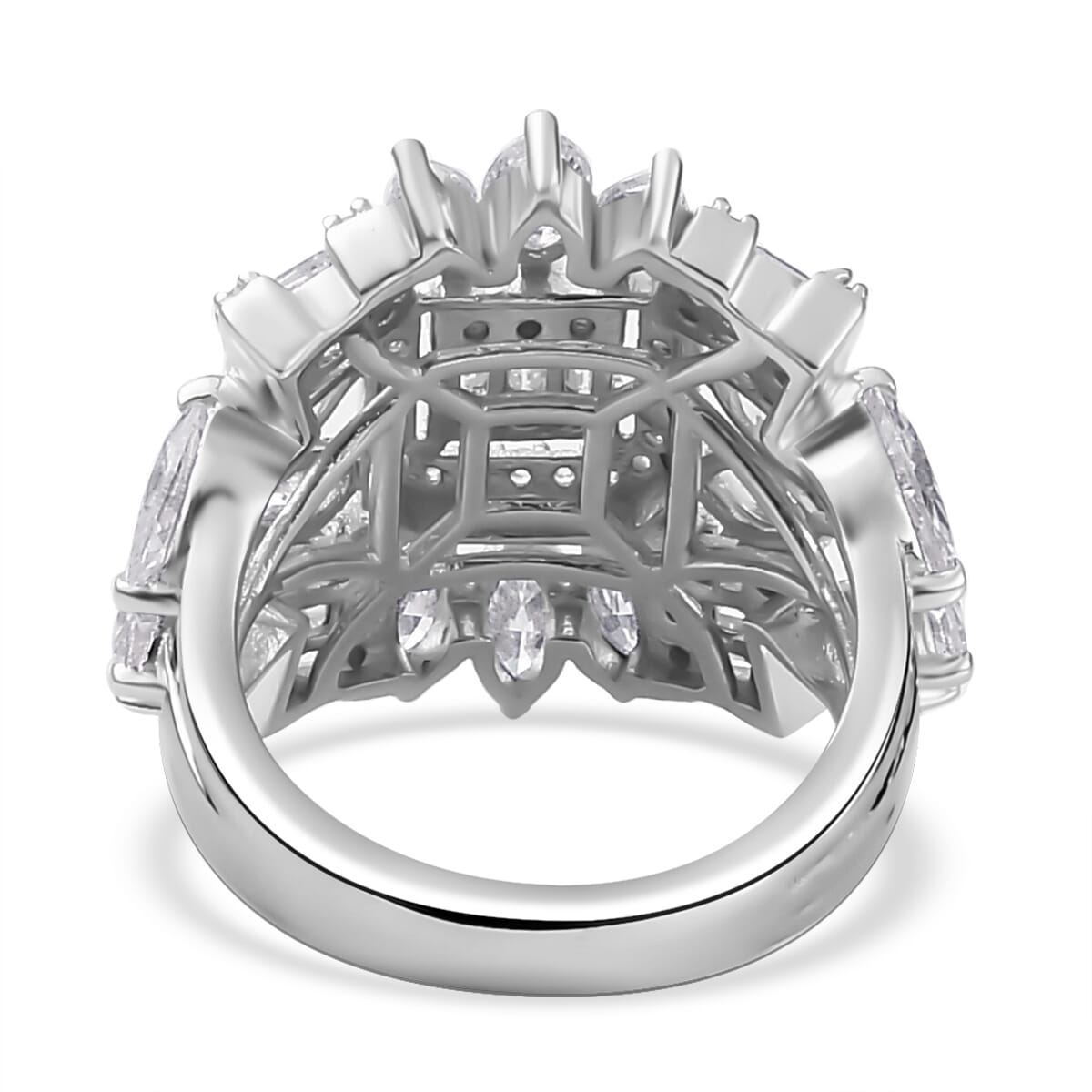 Moissanite 4.10 ctw Ring in Platinum Over Sterling Silver (Size 6.0) image number 4