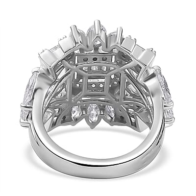 D'Joy Moissanite 4.10 ctw Ring in Platinum Over Sterling Silver (Size 6.0)