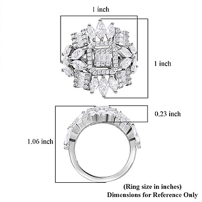 D'Joy Moissanite 4.10 ctw Ring in Platinum Over Sterling Silver (Size 6.0)