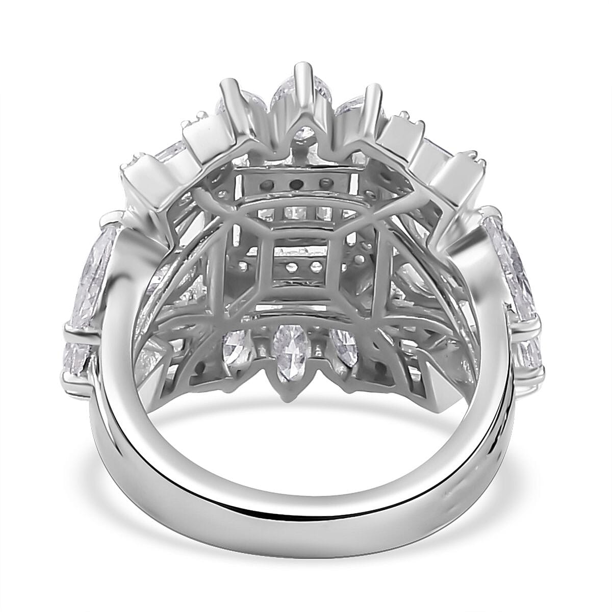 D'Joy Moissanite 4.10 ctw Ring in Platinum Over Sterling Silver (Size 7.0) image number 4