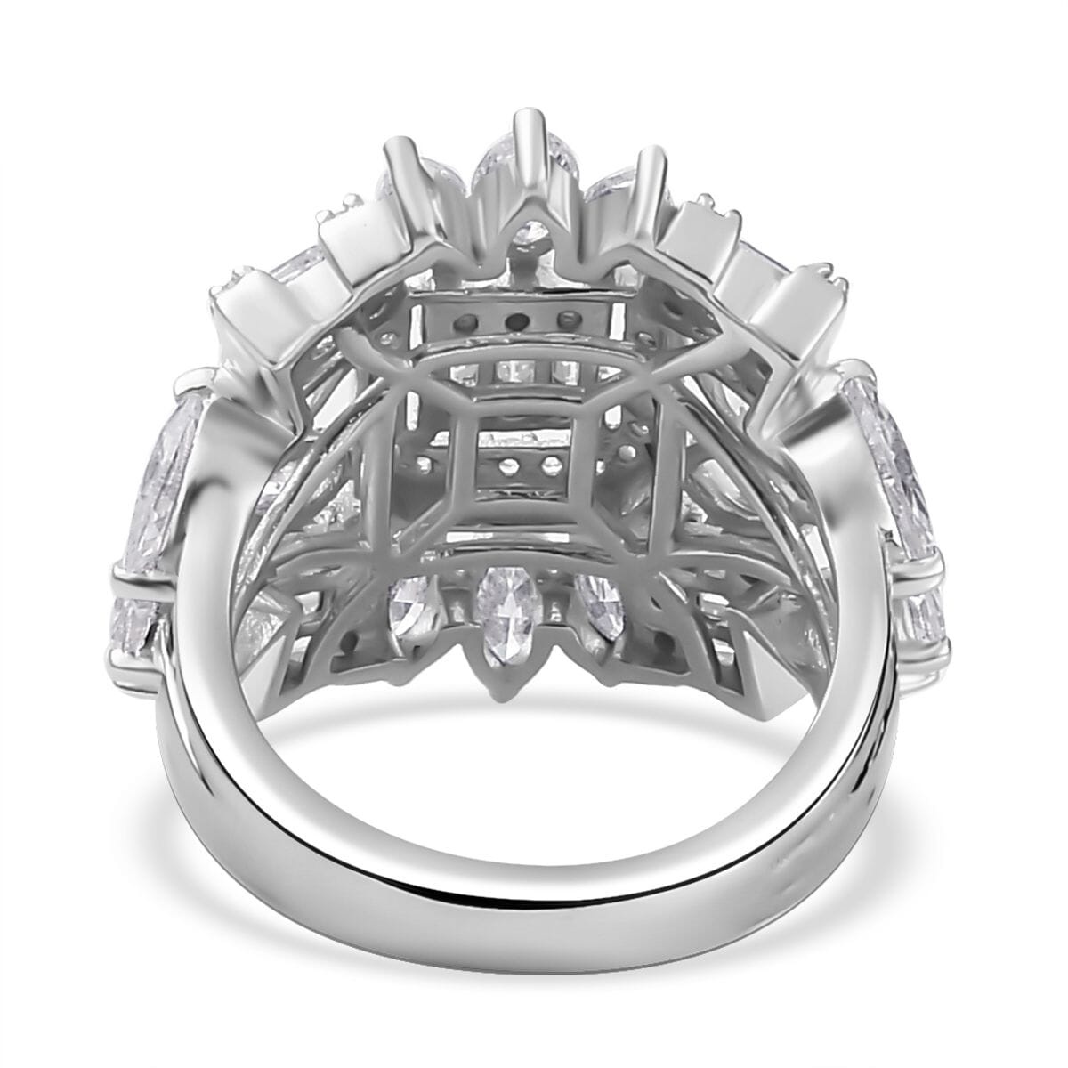 Moissanite 4.10 ctw Ring in Platinum Over Sterling Silver (Size 8.0) image number 4